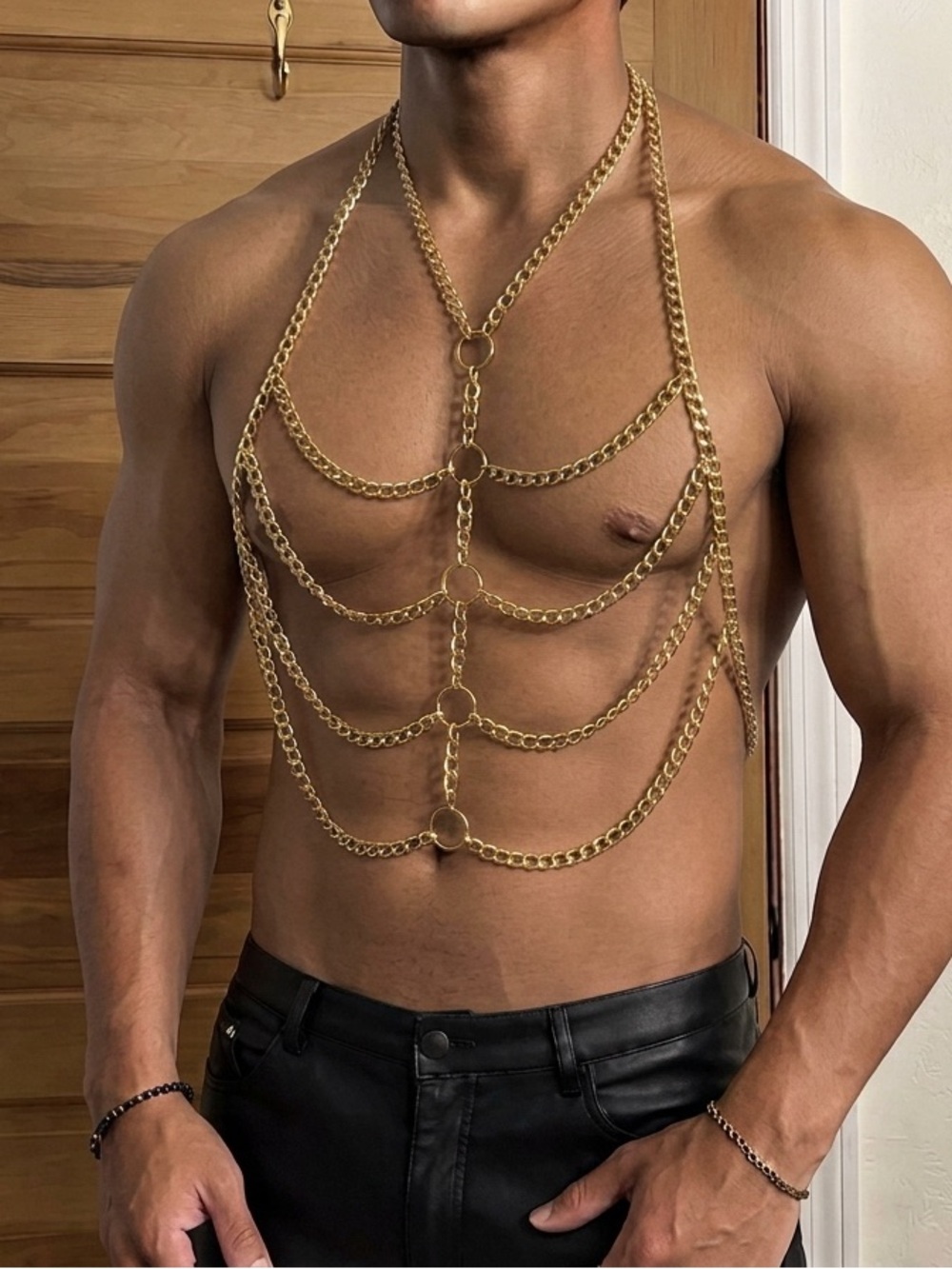 Men's Gold Body Chain Harness - Brand New